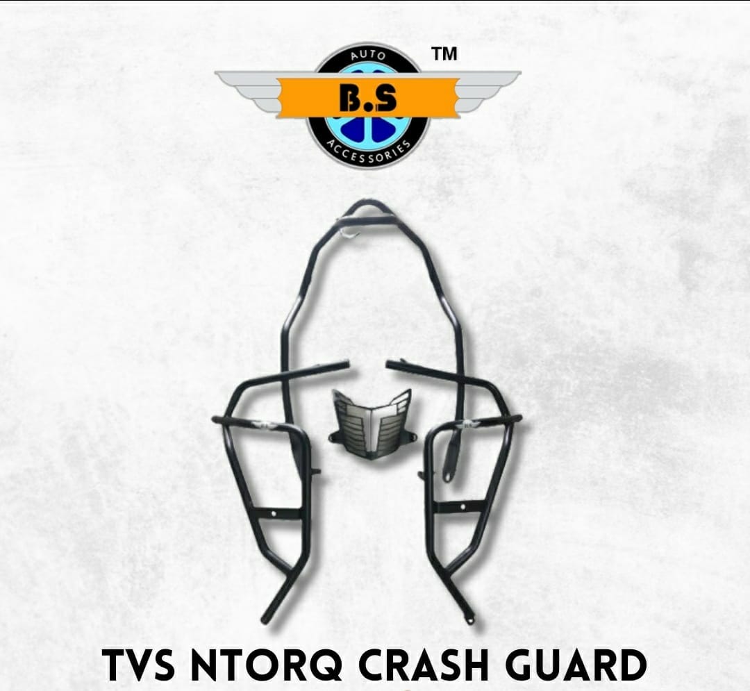 TVS NTORQ HEAVY CRASH GUARD IN STAINLESS STEEL (BLACK POWDER COATED ...